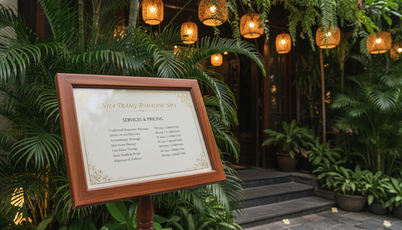 Traditional Massage in Nha Trang Price List Table